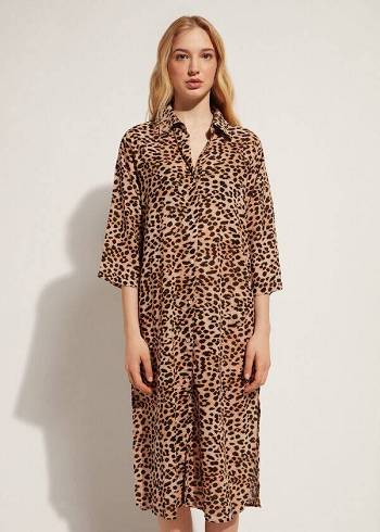 Calzedonia Animal Patterned Midi Shirt Cover Ups Dam Bruna | SE2124XF