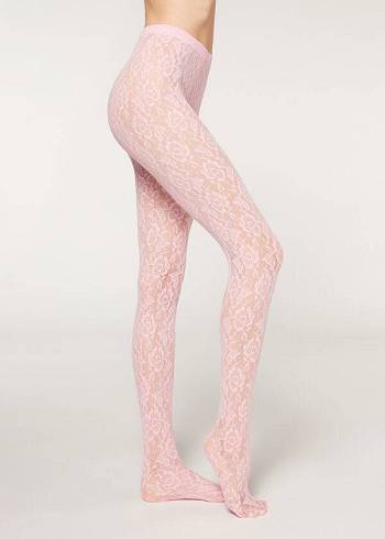 Calzedonia Colored Floral Spets Patterned Strumpbyxor Dam Rosa | SE3102UT