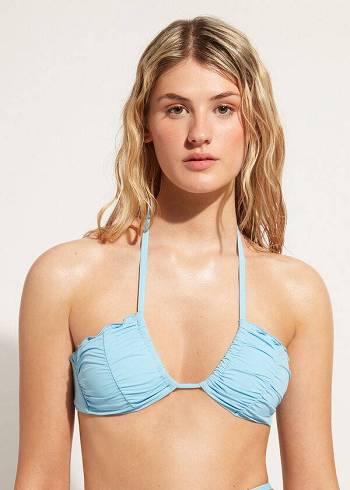 Calzedonia Drawstring Bandeau Islamorada Bikinitoppar Dam Blå | SE2480WY