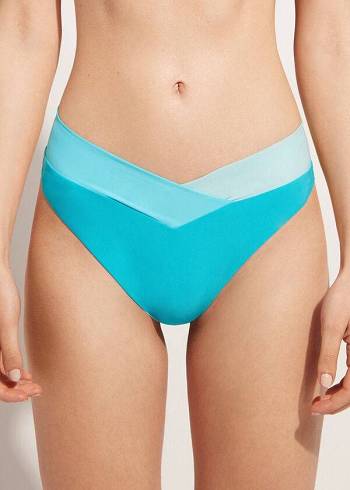 Calzedonia High-Cut Brazilian Azzorre Bikiniunderdel Dam Turkos Gröna | SE2752WY