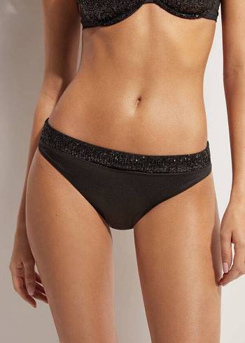 Calzedonia Sequined Cannes Bikiniunderdel Dam Svarta | SE2657MA